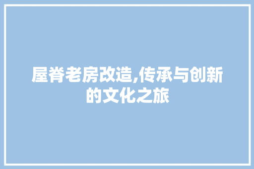 屋脊老房改造,传承与创新的文化之旅