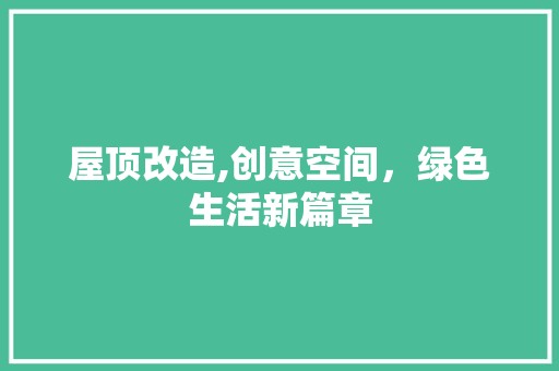 屋顶改造,创意空间，绿色生活新篇章