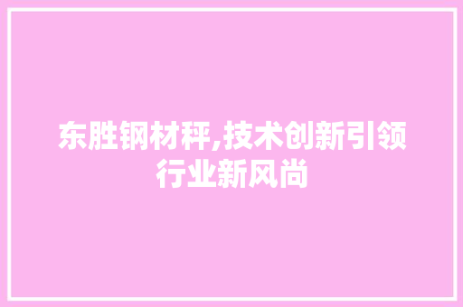 东胜钢材秤,技术创新引领行业新风尚