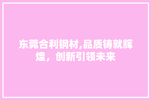 东莞合利钢材,品质铸就辉煌，创新引领未来