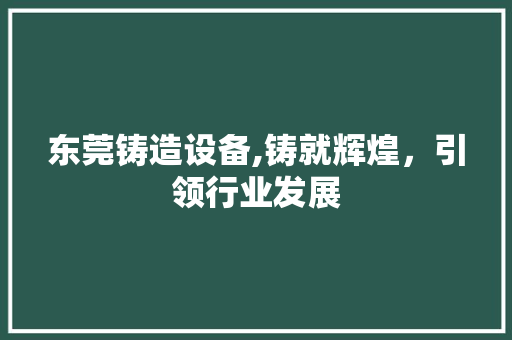 东莞铸造设备,铸就辉煌,引领行业发展