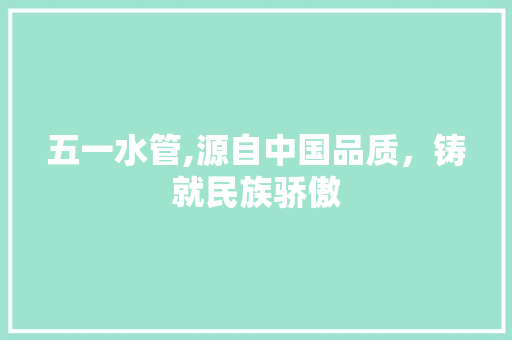 五一水管,源自中国品质，铸就民族骄傲