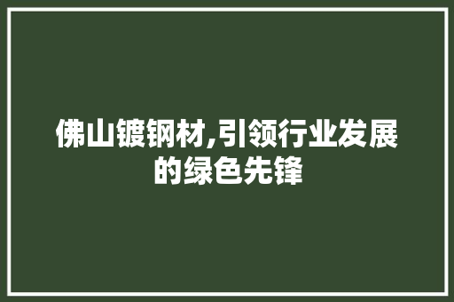 佛山镀钢材,引领行业发展的绿色先锋
