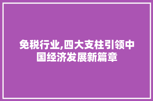 免税行业,四大支柱引领中国经济发展新篇章