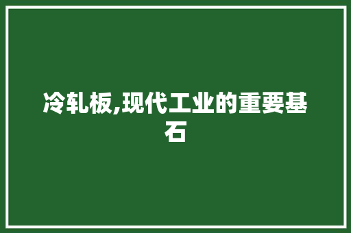 冷轧板,现代工业的重要基石