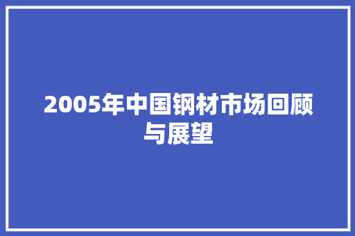 2005年中国钢材市场回顾与展望