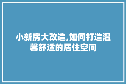 小新房大改造,如何打造温馨舒适的居住空间 建筑设计