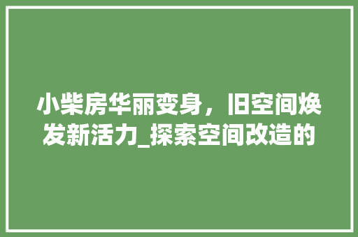 小柴房华丽变身，旧空间焕发新活力_探索空间改造的艺术