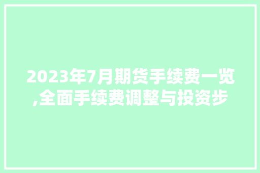 2023年7月期货手续费一览,全面手续费调整与投资步骤