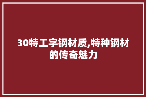 30特工字钢材质,特种钢材的传奇魅力