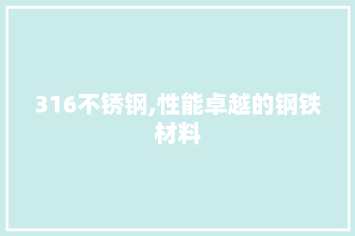 316不锈钢,性能卓越的钢铁材料
