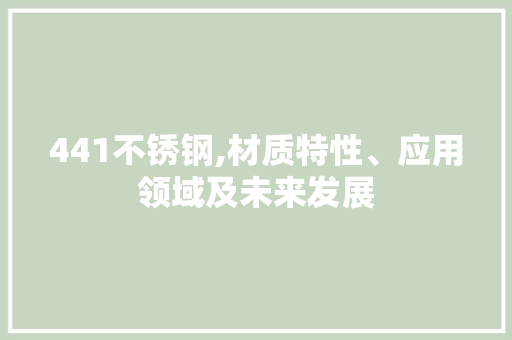 441不锈钢,材质特性、应用领域及未来发展