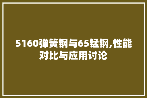 5160弹簧钢与65锰钢,性能对比与应用讨论