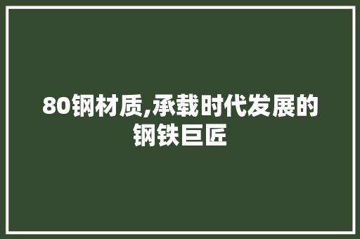 80钢材质,承载时代发展的钢铁巨匠