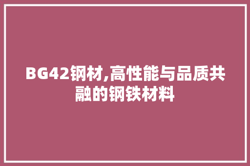 BG42钢材,高性能与品质共融的钢铁材料