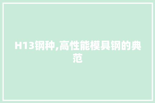 H13钢种,高性能模具钢的典范