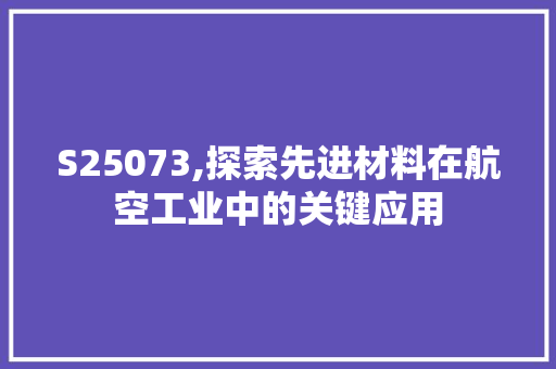S25073,探索先进材料在航空工业中的关键应用 建筑设计