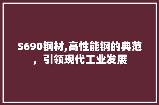 S690钢材,高性能钢的典范，引领现代工业发展