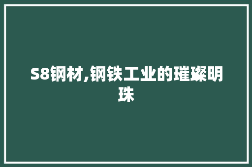 S8钢材,钢铁工业的璀璨明珠