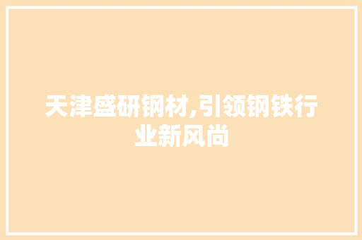 天津盛研钢材,引领钢铁行业新风尚