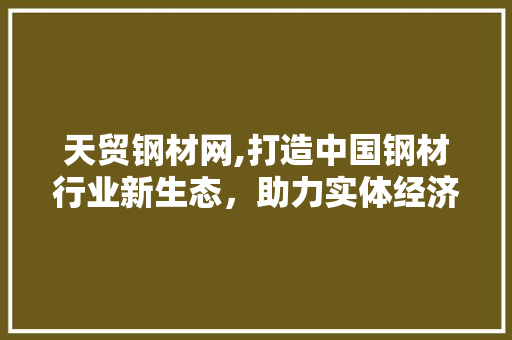 天贸钢材网,打造中国钢材行业新生态，助力实体经济高质量发展
