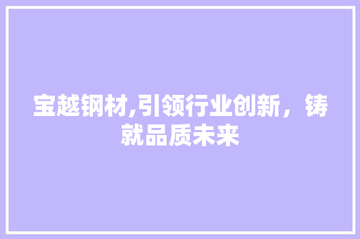 宝越钢材,引领行业创新，铸就品质未来