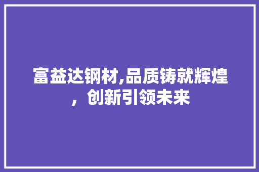 富益达钢材,品质铸就辉煌，创新引领未来