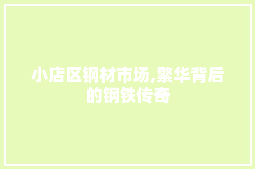 小店区钢材市场,繁华背后的钢铁传奇