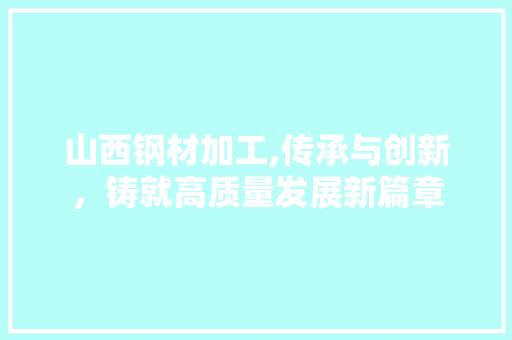 山西钢材加工,传承与创新，铸就高质量发展新篇章