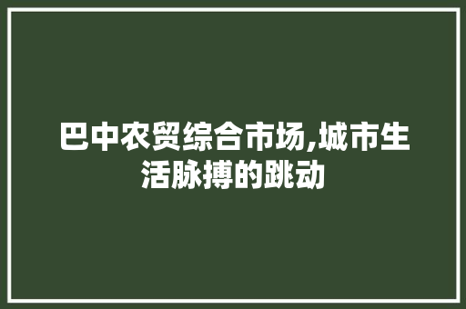 巴中农贸综合市场,城市生活脉搏的跳动