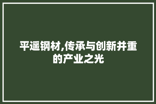 平遥钢材,传承与创新并重的产业之光