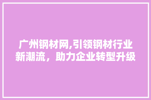 广州钢材网,引领钢材行业新潮流，助力企业转型升级