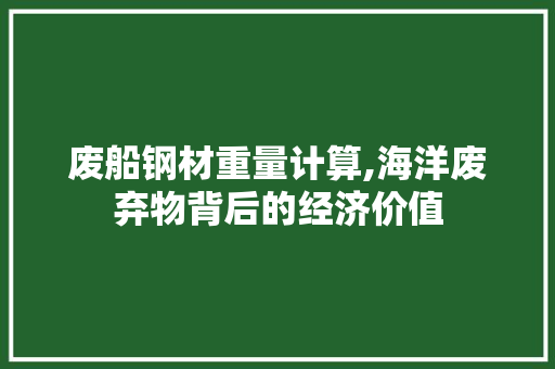废船钢材重量计算,海洋废弃物背后的经济价值