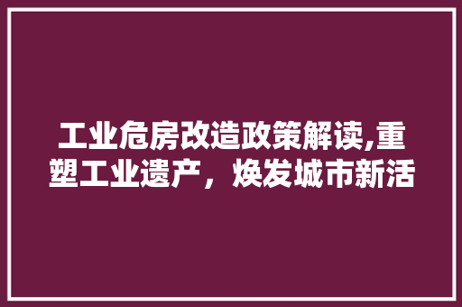 工业危房改造政策解读,重塑工业遗产，焕发城市新活力