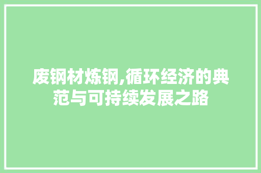 废钢材炼钢,循环经济的典范与可持续发展之路