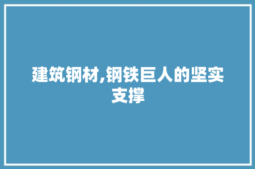 建筑钢材,钢铁巨人的坚实支撑 装修材料