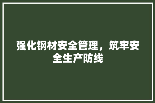强化钢材安全管理，筑牢安全生产防线