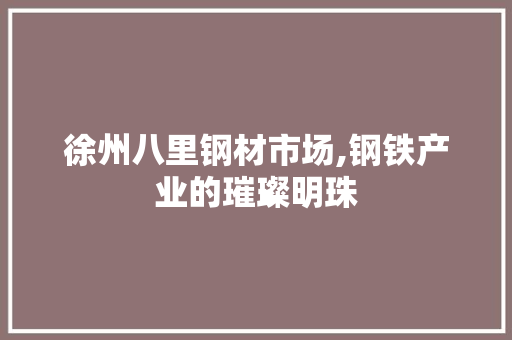 徐州八里钢材市场,钢铁产业的璀璨明珠