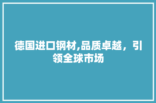 德国进口钢材,品质卓越，引领全球市场