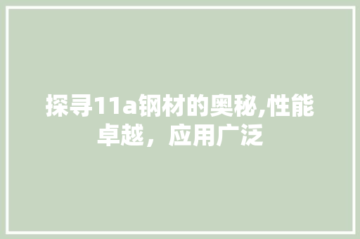 探寻11a钢材的奥秘,性能卓越，应用广泛