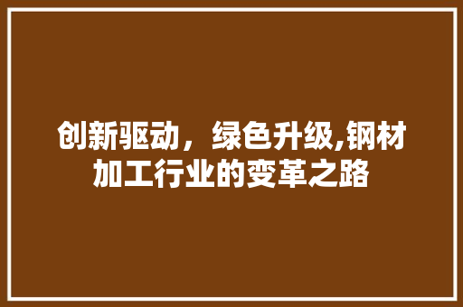 创新驱动，绿色升级,钢材加工行业的变革之路