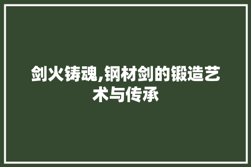 剑火铸魂,钢材剑的锻造艺术与传承