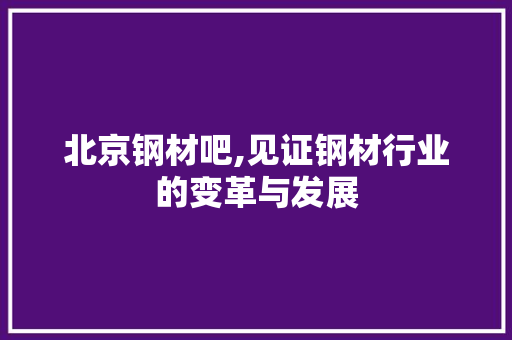 北京钢材吧,见证钢材行业的变革与发展