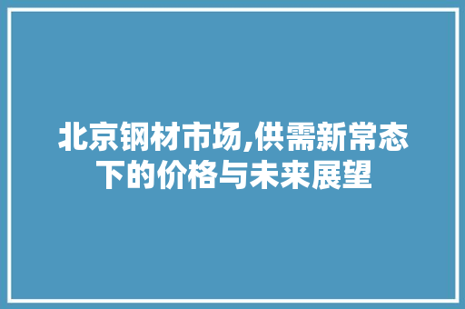 北京钢材市场,供需新常态下的价格与未来展望