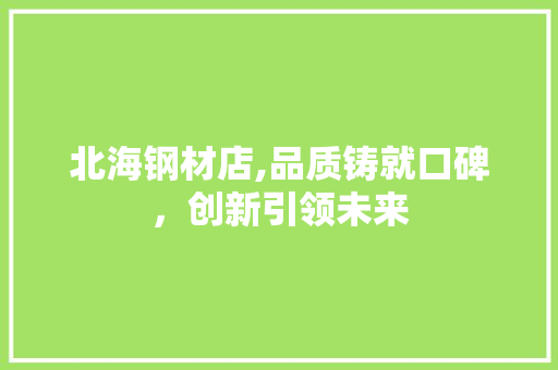 北海钢材店,品质铸就口碑，创新引领未来 景观设计