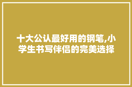 十大公认最好用的钢笔,小学生书写伴侣的完美选择