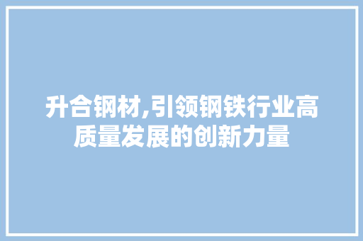 升合钢材,引领钢铁行业高质量发展的创新力量