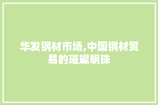 华发钢材市场,中国钢材贸易的璀璨明珠