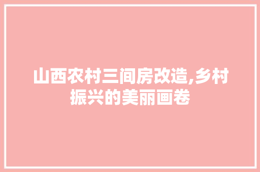 山西农村三间房改造,乡村振兴的美丽画卷