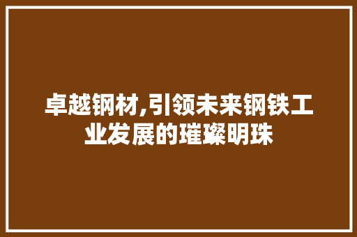 卓越钢材,引领未来钢铁工业发展的璀璨明珠 装修材料
